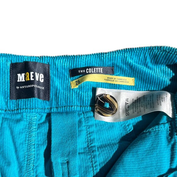 MAEVE by Anthropologie Women's Corduroy Wide Leg Bright Blue Pants - S - Picture 6 of 8